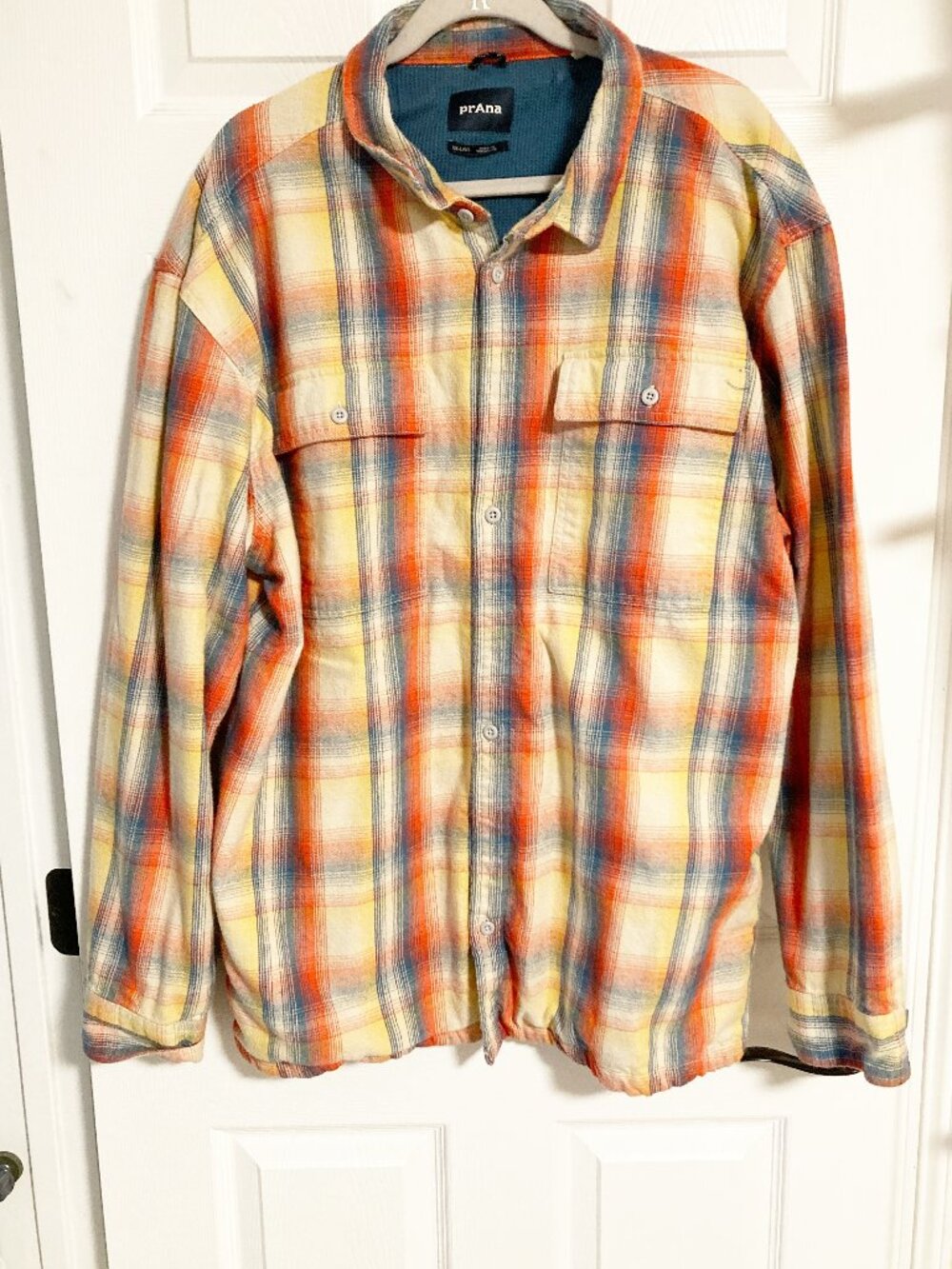 Prana Glover Park Lined Flannel Button Down Shirt Shacket Size XXL